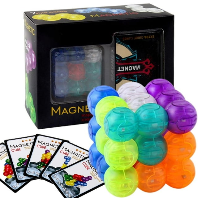 Magnetic Balls Building Blocks Diy Magnetic Sphere Balls Magnetic Balls Building Blocks DIY Magnetic Sphere Balls With 54Pcs Shape Cards Stress Relief Toy For Kids Adults