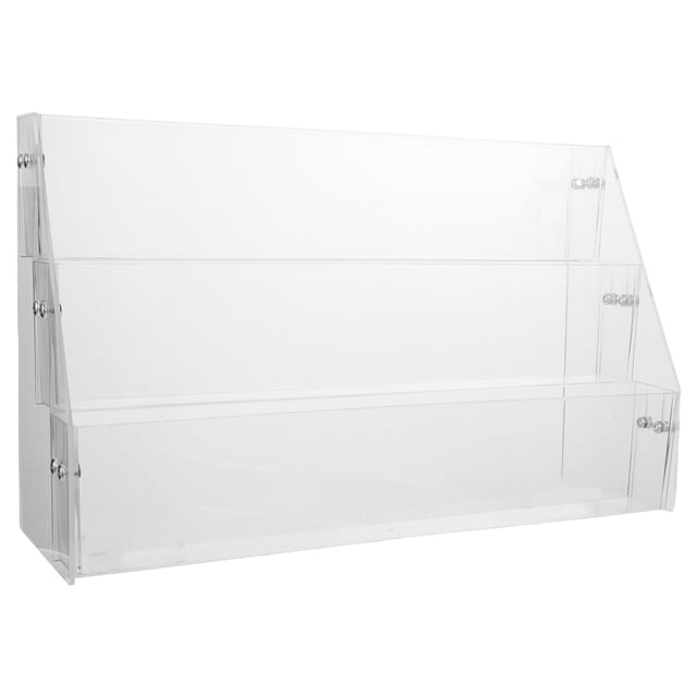 Expositor de tarjetas de acrílico transparente, tarjetero escalonado, organizador de pegatinas, estante de almacenamiento de escritorio para tarjetas, insignias y artículos pequeños.