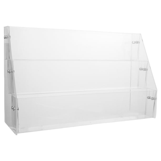 Exhibidor de tarjetas acrílico multifuncional, soporte transparente para pegatinas, estante escalonado para tarjetas de escritorio, organizador de credenciales transparente para oficina y tienda.