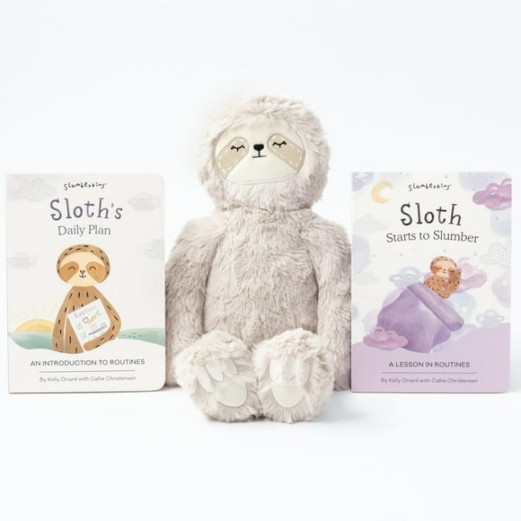 Slumberkins 14" Sloth Kin & 2 Board Books Complete Set Bundle | Promotes Routines, Relaxation & Coping Skills | Social Emotional Learning, Ages 0+ (Sloth Kin Plush + 2 Board Books)