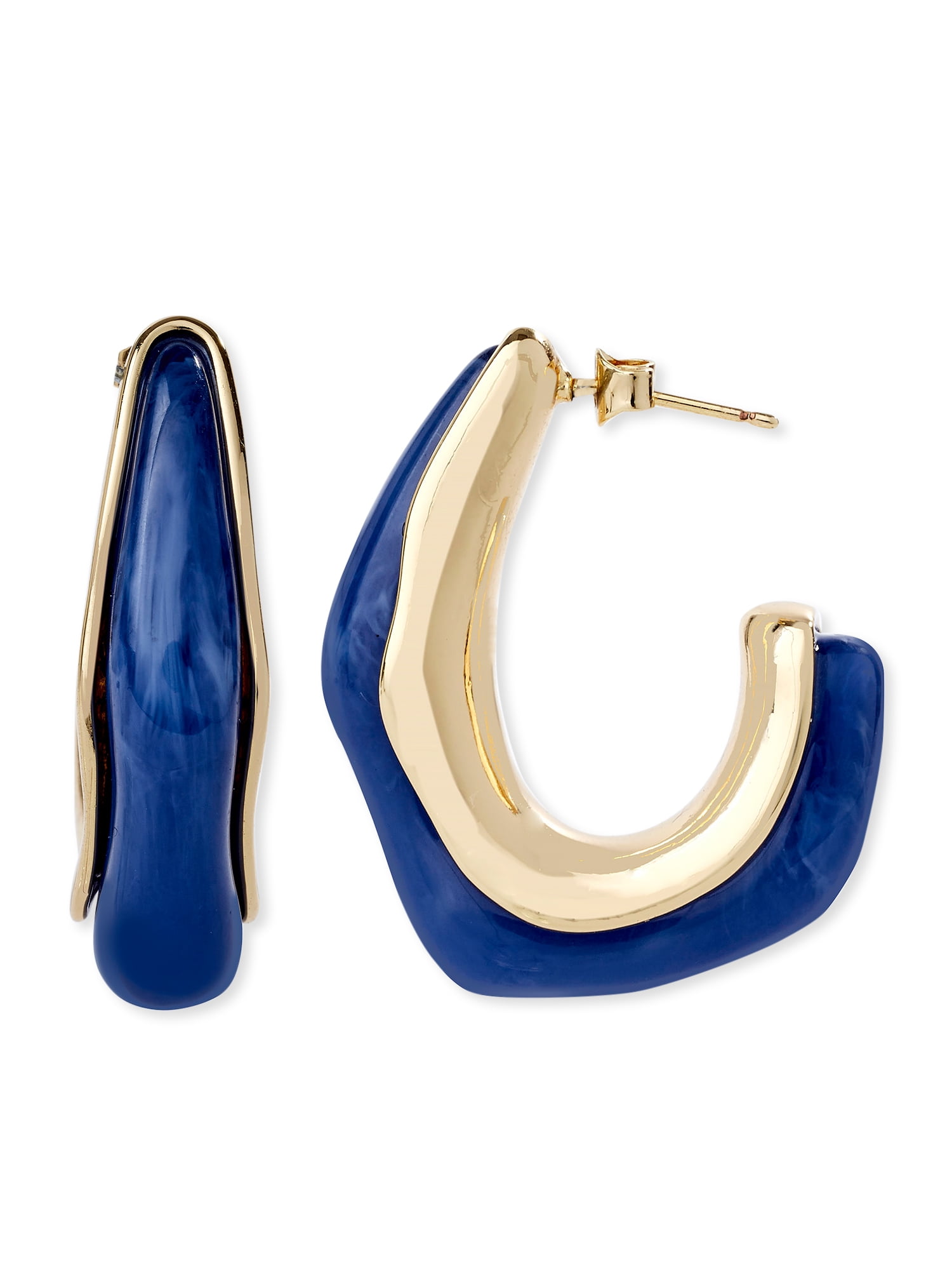 Navy resin earrings deals