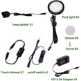 thumbnail image 5 of Under Cabinet LED Puck Lighting Kit with Touch Dimmer Switch for Kitchen Cupboard and Closet - Warm White, Black Cover, Set of Three Lights, 5 of 8