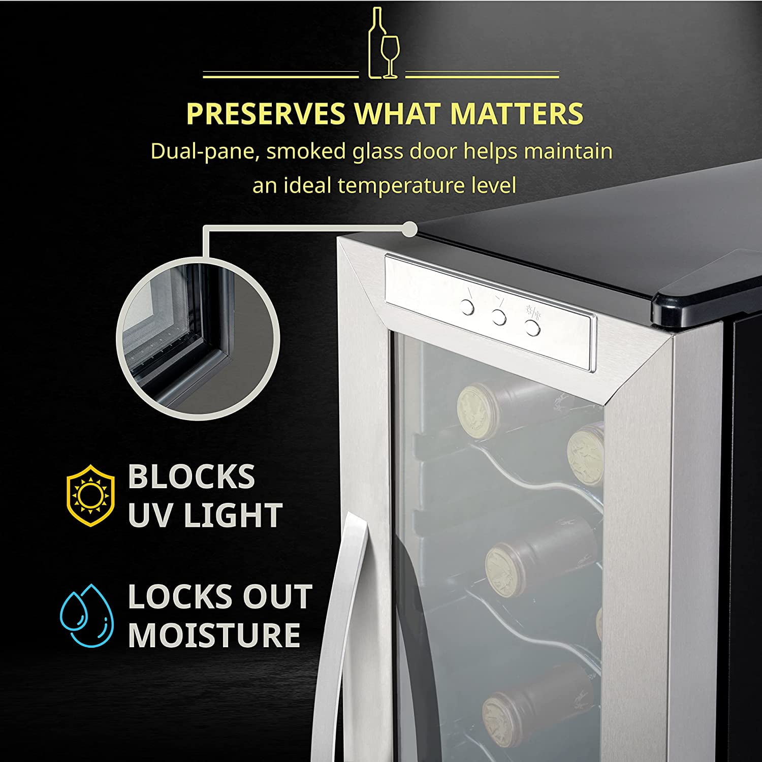 Schmecke 12-Bottle Beverage Cooler - Compact Wine & Drink Refrigerator
