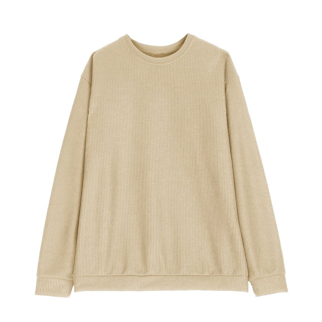 Besolor Long Sleeve Tops for Men Fall Winter Solid Color Round Neck Pullover Shirt Plus Size Casual Loose Basic Blouse