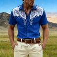 thumbnail image 2 of CONZONE Mens Buttons Down Shirts Short Sleeve Shirts for Men Trendy Western Cowboy Graphic Lapel Soft Lightweight Tops, 2 of 4