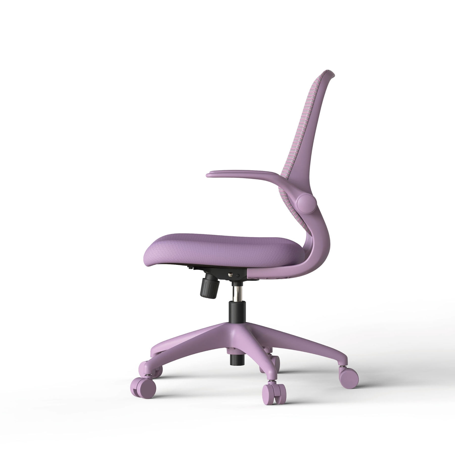 S-HOME Modern Ergonomic Mesh Back Office Chair With Fireproof Nylon Fabric, Rotating Design And Gas Lift For Support, Adjustable Height And Flip-Up Armrests  For Home Offices, Purple