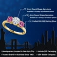 thumbnail image 2 of Gem Stone King 18K Yellow Gold Plated Silver White Moissanite and Pink Moissanite Engagement Ring for Women | 1.80 Cttw | Round 6MM | Gemstone Birthstone | Size 9, 2 of 7