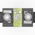 thumbnail image 3 of Linen Burlap Table Runner Green Bamboo Leaves Kitchen Table Runners for Dinner Holiday Party Wedding Events Decor, 3 of 5