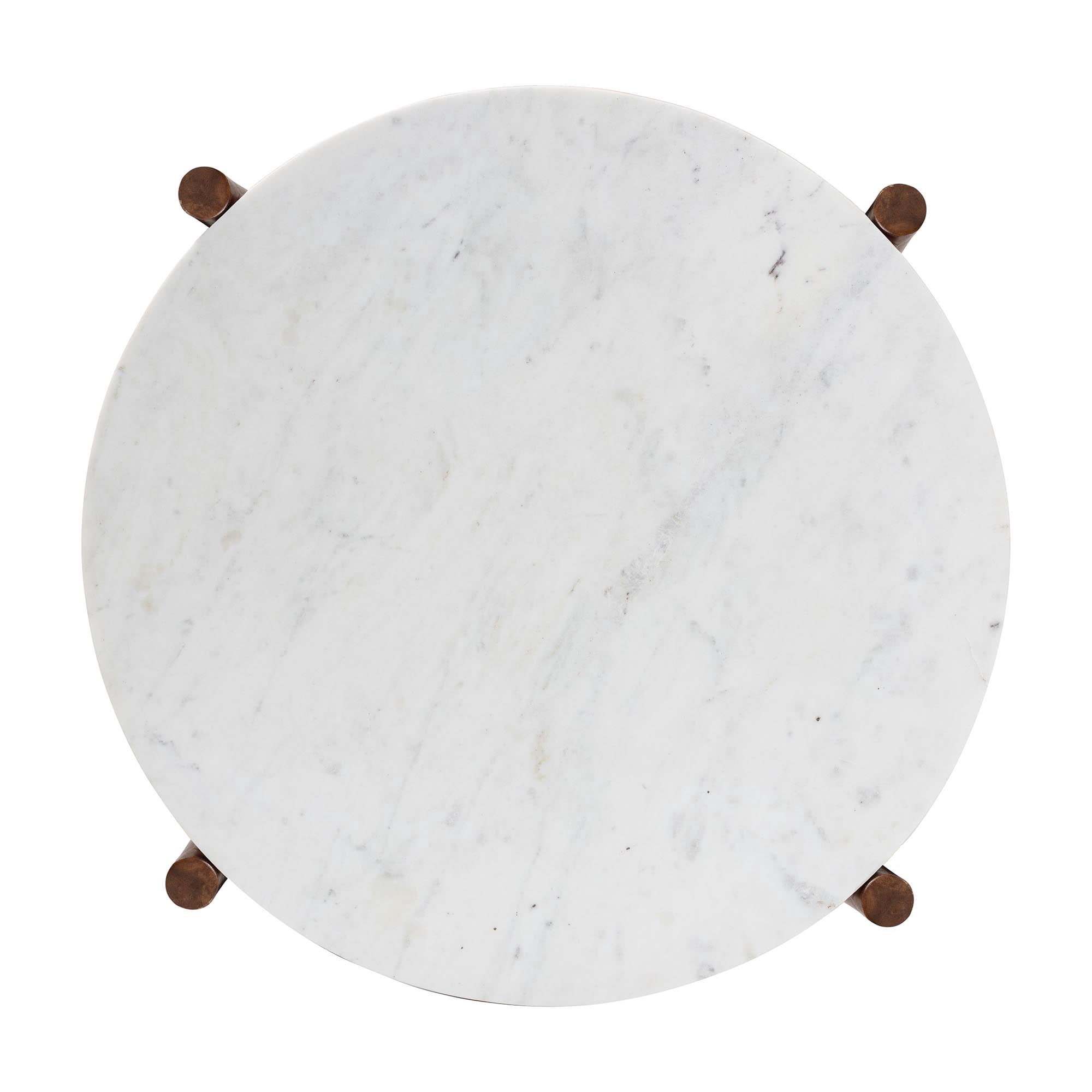 Baxton Studio Quindalyn Round Marble Coffee Table - Modern Accent Table with Mango Wood Frame and Open Shelf Storage for Living Room or Seating Areas