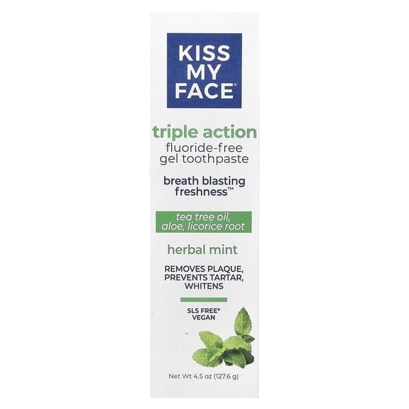 Kiss My Face Triple Action Toothpaste Herbal Mint Gel -- 4.5 oz