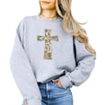 thumbnail image 4 of Ink-Printed Image NOT Quilt - He Is Risen Cross Sweatshirt for Women Easter Pullover Gray Sweatshirt Adult Medium, 4 of 8