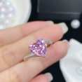 thumbnail image 3 of Anillo abierto con forma de corazón de turmalina rosa simulada, anillo de circonita de amor con boca abierta para mujer, 3 of 5