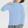thumbnail image 4 of Toddler White Tshirt Long Sleeve Uniform Shirts For Girls Children Unisex Solid Color Kids School Uniform Long Sleeve Turtleneck T-Shirt Cotton Undershirts Light Blue 3-4 Years, 4 of 9