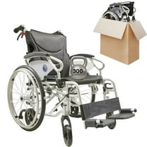 MultiFunction Aluminum Wheelchair, Lightweight Transport Wheelchair with Handbrakes, Swing Away Footrests, Easy Fold, Carrying Capacity 300lbs