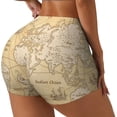 thumbnail image 2 of Xecao World Map Print Workout Shorts for Women Soft Smooth Gym Yoga Scrunch Active Tennis Workout Running Shorts, 2 of 9