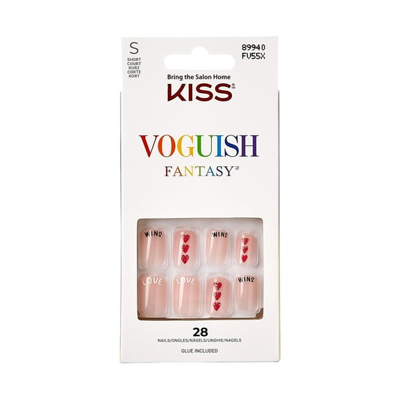 KISS Voguish Fantasy Small Square Glue-On Pride Nails, Nude, 28 pieces