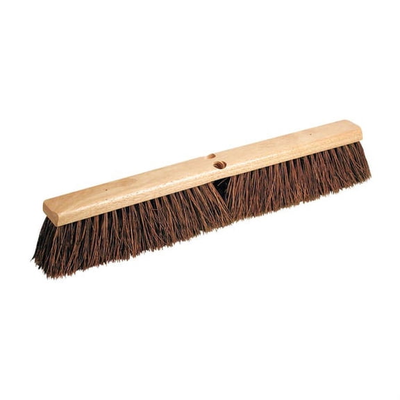 Proline Brush Hardwood Block Floor Broom Head, 2 1/2" Natural Palmyra Fiber Bristles, 18", Black