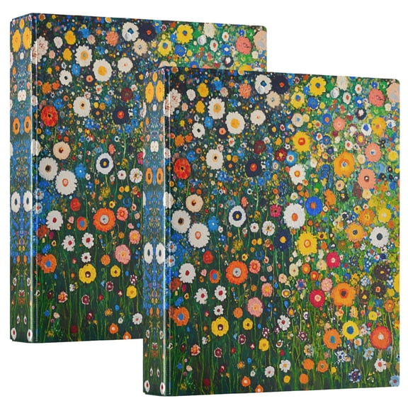 FORMRS 3 Ring Binder 1.5 inch with Pockets Set of 2 Clip Board 200 Sheets Capacity, Green Floral Garden