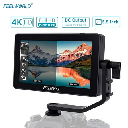 FEELWORLD F6 Plus 5.5 Inch On-Camera Field Monitor Kit 3D LUT Video Assist with Sunshade Tilt Arm Support 4K HD Input & Output 1920*1080 Pixels HD IPS Touchscreen for Canon Sony Nikon DSLR Camera (Best Field Monitor For Dslr)