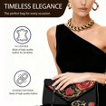 thumbnail image 5 of TSOVTHRID Red Rose Heart Print Evening Bag Clutch Purses for Women Formal Clutch Handbags Evening Party Handbag Leather Crossbody Bag for Wedding Cocktail Prom, Black, 5 of 7