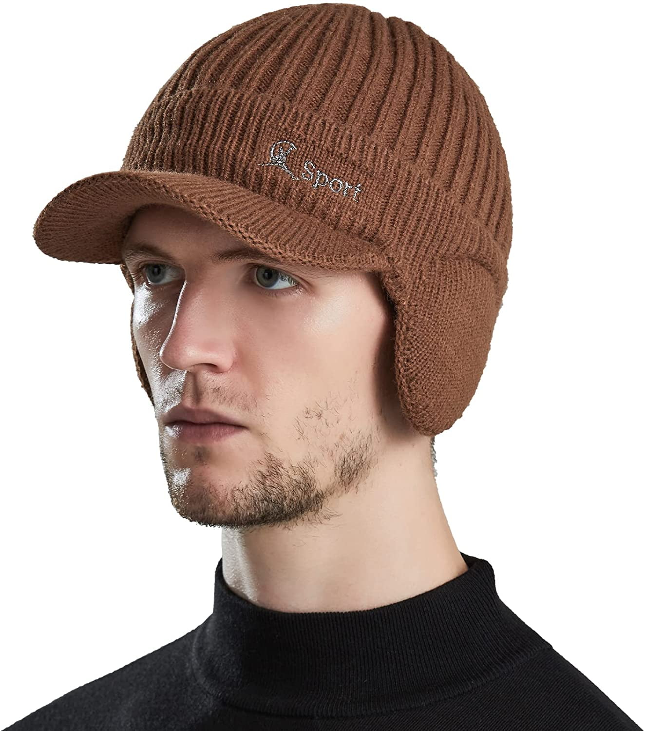 Winter Hats with Ear Flaps Mens Beanie 
