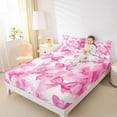 thumbnail image 4 of Manfei Dreamy Bowknot Bed Sheets Set King Size, Pink Watercolor Bed Sheets King, Cartoon Ribbon Bedding King Size, Breathable Bedroom Decoration, 4pcs, 4 of 7