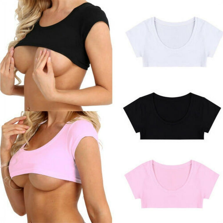 Womens Tank Tops Short Sleeve Crop Cami Clubwear Sexy Undershirt T