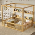 thumbnail image 5 of Bellemave Twin Canopy Floor Bed with Guardrails & Shelves, Solid Wood Frame, No Box Spring Needed, Low-Profile Design, Natural, 5 of 9