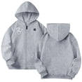thumbnail image 6 of Lutiedan Boys Girls Heated Jacket USB Electric Heating Hooded Jacket Long Sleeve Zipper Thermal Coat with 5 Heating Zones Size 4-14,Gray, 6 of 8