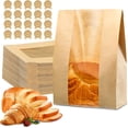 thumbnail image 1 of 200 Pcs Bread Bags for Homemade Bread, Sourdough Paper Bags With Window, 50% Thicker 13.7x8.2x3.7in, A Large Bakery Bag Used for Storage Sourdough & Snacks, 210 Cute Sealing Stickers With Ties, 1 of 5