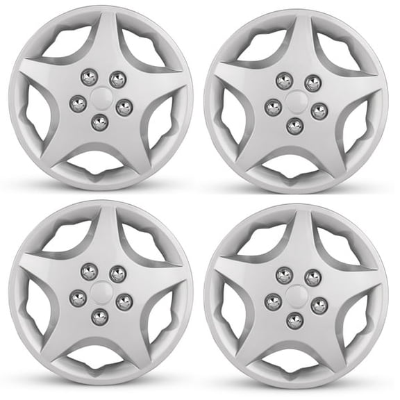 New 4 Pcs Wheel Cover /Hubcaps for 2000-2005 Chevrolet Cavalier 14 inch Rim Painted Silver Plastic
