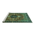 thumbnail image 2 of Ahgly Company Machine Washable Indoor Square Persian Turquoise Blue Traditional Area Rugs, 8' Square, 2 of 4