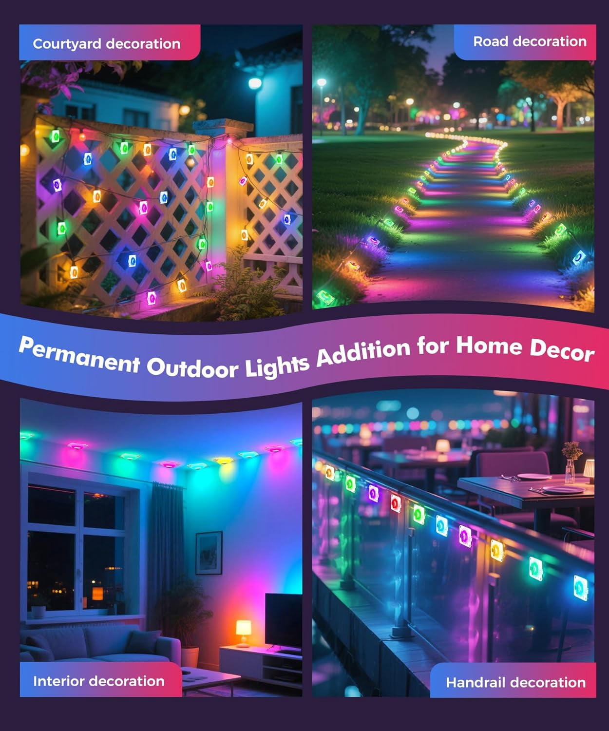 Permanent Outdoor Lights 50ft with 30 LED Lights,Smart RGB+IC Eaves Lights with 75 Scene Modes,IP67 Waterproof for Christmas, Holiday Decor, White
