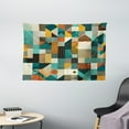 thumbnail image 2 of Ambesonne Geometric Tapestry Wall Hanging, Patchwork Square Triangle, 60"x40", Teal Orange Multicolor, 2 of 3