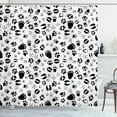 thumbnail image 1 of Wildlife Shower Curtain, Pattern of Black Tracks Paws Webbed Bird Mammal Leaving Footprints Step Marks, Fabric Bathroom Set with Hooks, 69W X 75L Inches Long, Black and White, by Ambesonne, 1 of 3