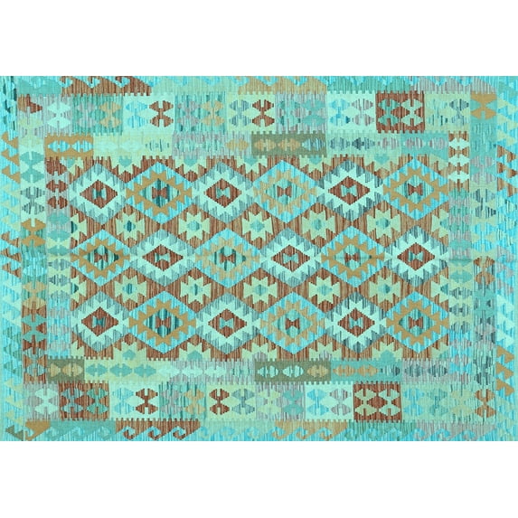 Ahgly Company Indoor Rectangle Southwestern Light Blue Country Area Rugs, 2' x 3'