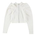 thumbnail image 2 of I.N.C Womens Denim Zip-up Blouse, White, X-Small, 2 of 2