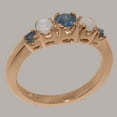thumbnail image 2 of LBG British Made 10k Rose Gold Natural Sapphire & Opal Womens band Ring - 33 size options - Size 10, 2 of 6