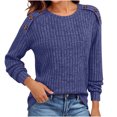 thumbnail image 6 of Yeaiivve Womens Long Sleeve Ribbed Knit Blouse Crew Neck Button Shoulder Pullover Sweaters Dressy Business Work Knitted Shirts 2026 Fall Fashion Clothes M Purple, 6 of 8