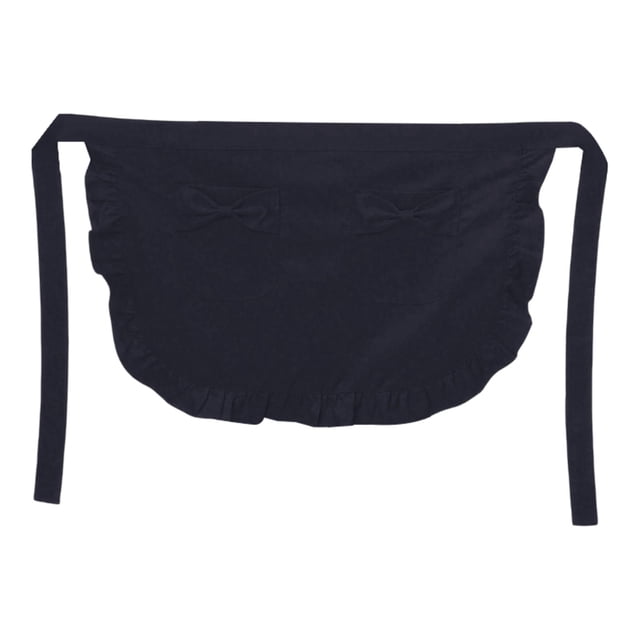 jifeng Women Waist Apron Breathable Practical Accessories with Ruffled Edges Half Apron Black