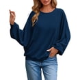 thumbnail image 2 of Ounisa Women's Oversized Crewneck Sweater Batwing Puff Long Sleeve Cable Slouchy Pullover Jumper Tops, 2 of 8
