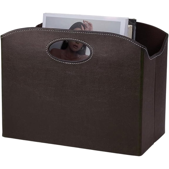PU Leather Magazine Holder Floor Foldable Magazine Holder Document File Storage Rack Book Organizer Basket for Office Document