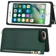 thumbnail image 4 of Crossbody Wallet Case for iPhone 8 Plus/iPhone 7 Plus with Card Slot Holder,Magnetic Flip Folio Purse Case, PU Leather Zipper Handbag with Detachable Lanyard Strap 5.5 Inch (Green), 4 of 16