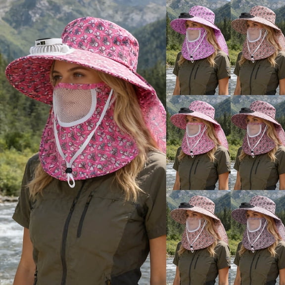 Kcolen Sun Hat Women Uv Protection Solar Sun Hat with Built-In Ventilation Fan and UPF 50 Wide Brim for Outdoor Wide Brim Sun Hat