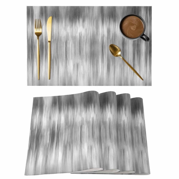 Grey Placemats Set of 4, Modern Abstract Art Ombre Striped Placemats for Dining Table, Place Mats for Kitchen Tabletop, Waterproof Wipeable Dining Table Mats Set