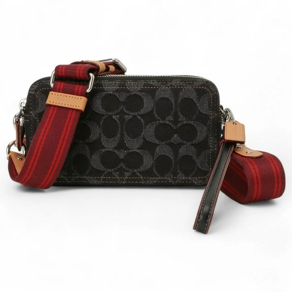 Coach Women's Kira Crossbody Bag – Washed Denim Signature, Black Denim