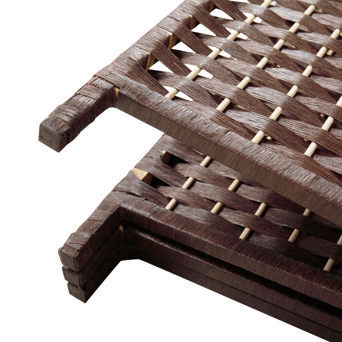 Kepooman Folding Retro Paper Rope Screen with Separate Divide, 4-panel Durable Screen Perfects for Indoor and Outdoor, Dark Brown Kepooman Folding Retro Paper Rope Screen with Separate Divide, 4-panel Durable Screen Perfects for Indoor and Outdoor, Dark Brown