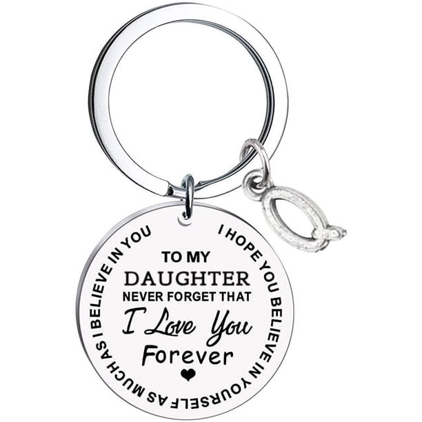 Llaveros para mujer, llavero de billetera, llavero de auto, llavero lindo para mi hija, llavero de acero inoxidable con mensaje inicial, apellido, 26 letras, llavero familiar inspirador, llavero con l