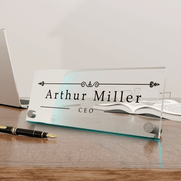 EGD Acrylic Desk Name Plate Personalized I Custom Acrylic Sign I Office Desk Accessories I Custom Office Door Sings I Name Plate for Desk I Cute Office Decor (10 x 3.5 Inch)