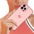 thumbnail image 3 of Compatible with iPhone 13 Pro Case for Women Girls, Luxury Rose Gold Electroplate Plating Edge Love Heart Side Back Case with Full Camera Len TPU Cover Girly Slim Sleek Cute Case Pink, 3 of 9